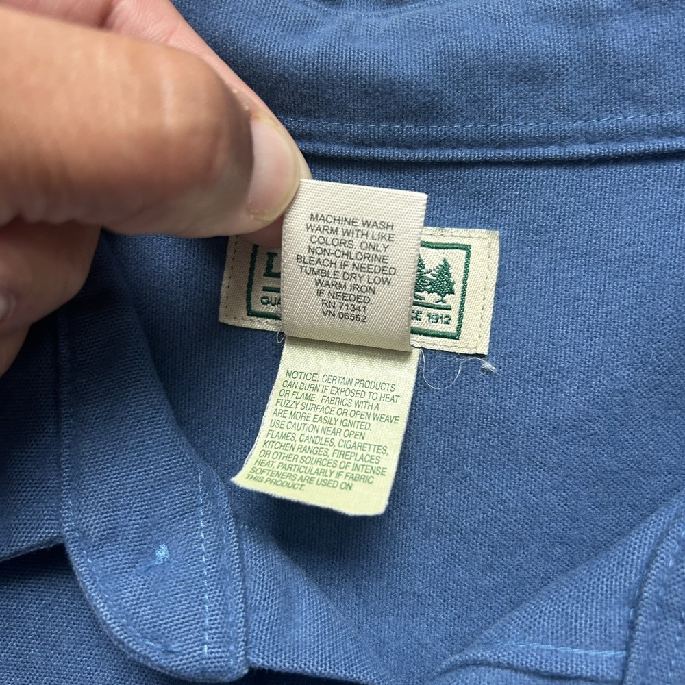 LL Bean Shirt Mens XLT Blue Chamois Flannel Heavy Button Up 0-MT04 - Picture 5 of 8